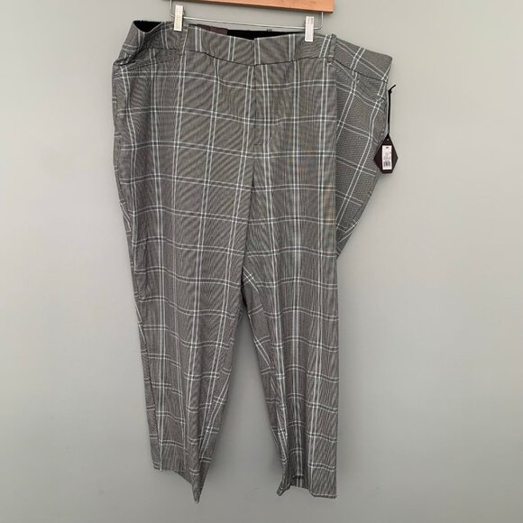 NEW Ava & Viv black white plaid print mid-rise comfort waist stretch ankle pants - Picture 1 of 12